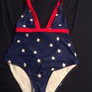 Patriotic plus size one piece swimsuit